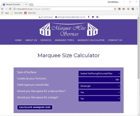 Marquee Size Calculator